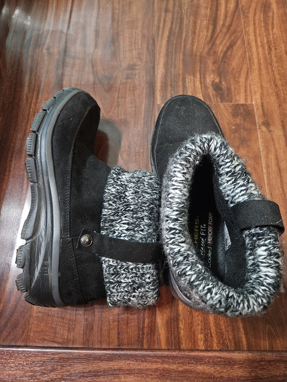 Skechers Black Knit-Cuff Women's Boot